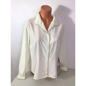 Polka Dot Preppy Shirt Blouse Womens XL New